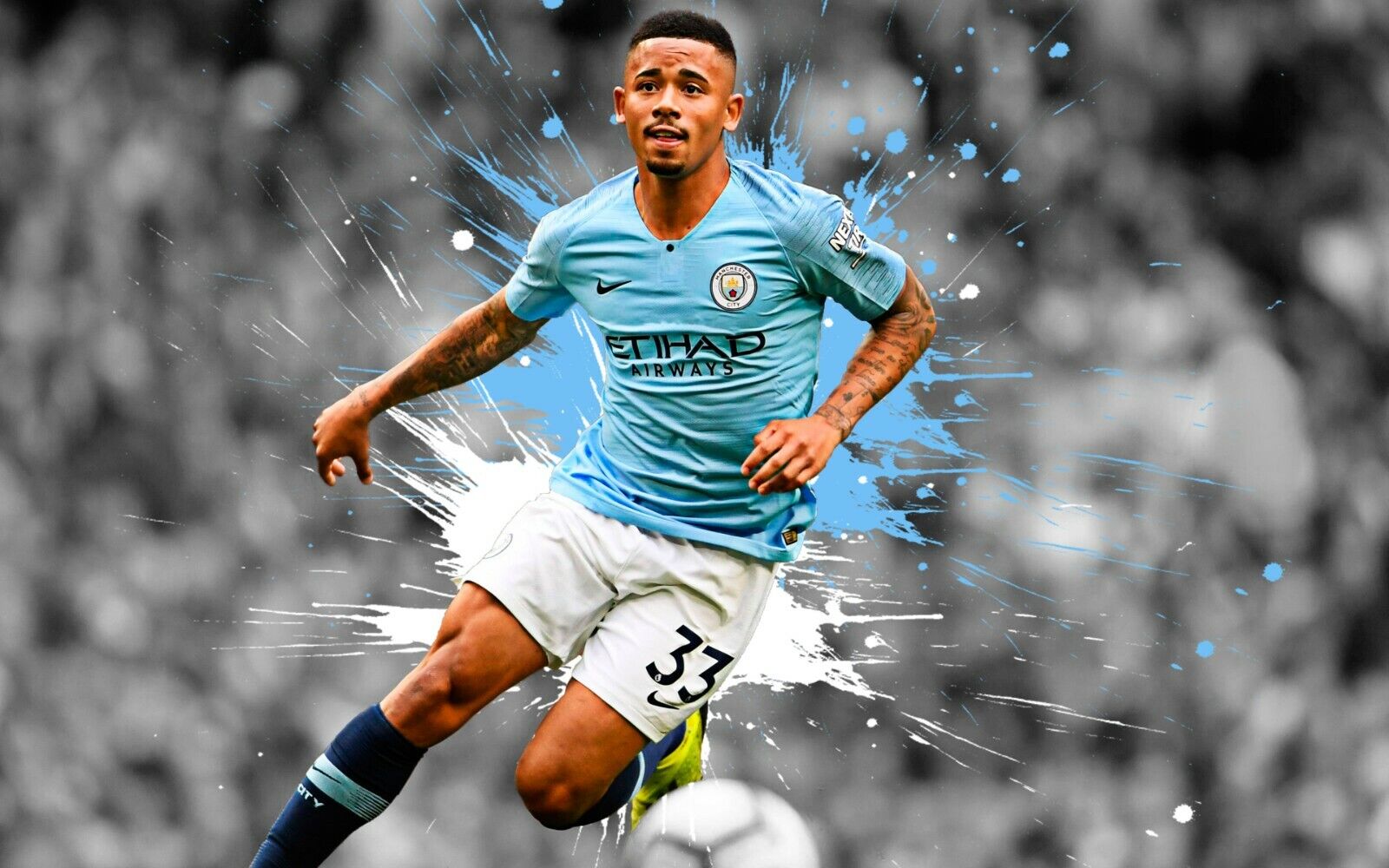 Gabriel Jesus Stylized Art Poster | Manchester City Soccer | Sports Wall Art - Sports Poster