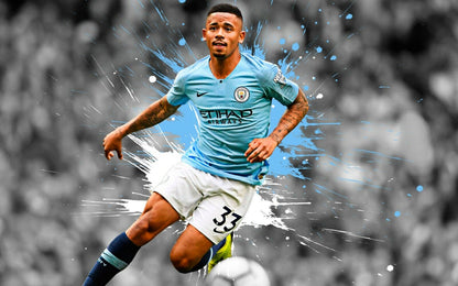 Gabriel Jesus Stylized Art Poster | Manchester City Soccer | Sports Wall Art - Sports Poster
