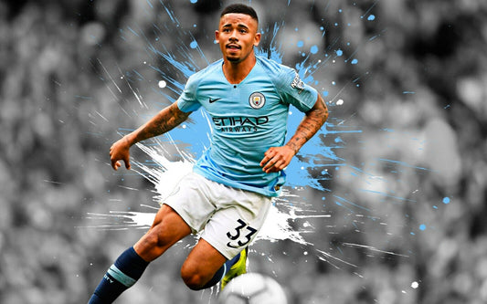 Gabriel Jesus Stylized Art Poster | Manchester City Soccer | Sports Wall Art - Sports Poster