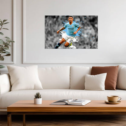 Gabriel Jesus Stylized Art Poster | Manchester City Soccer | Sports Wall Art - Sports Poster