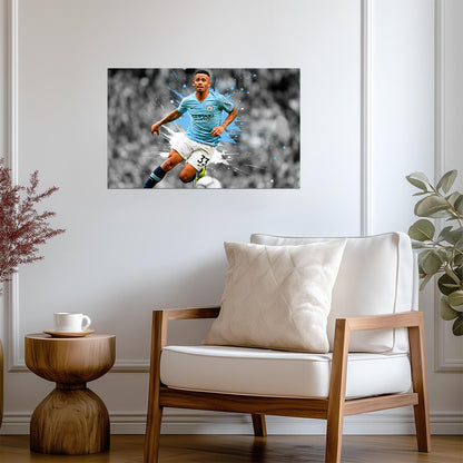 Gabriel Jesus Stylized Art Poster | Manchester City Soccer | Sports Wall Art - Sports Poster