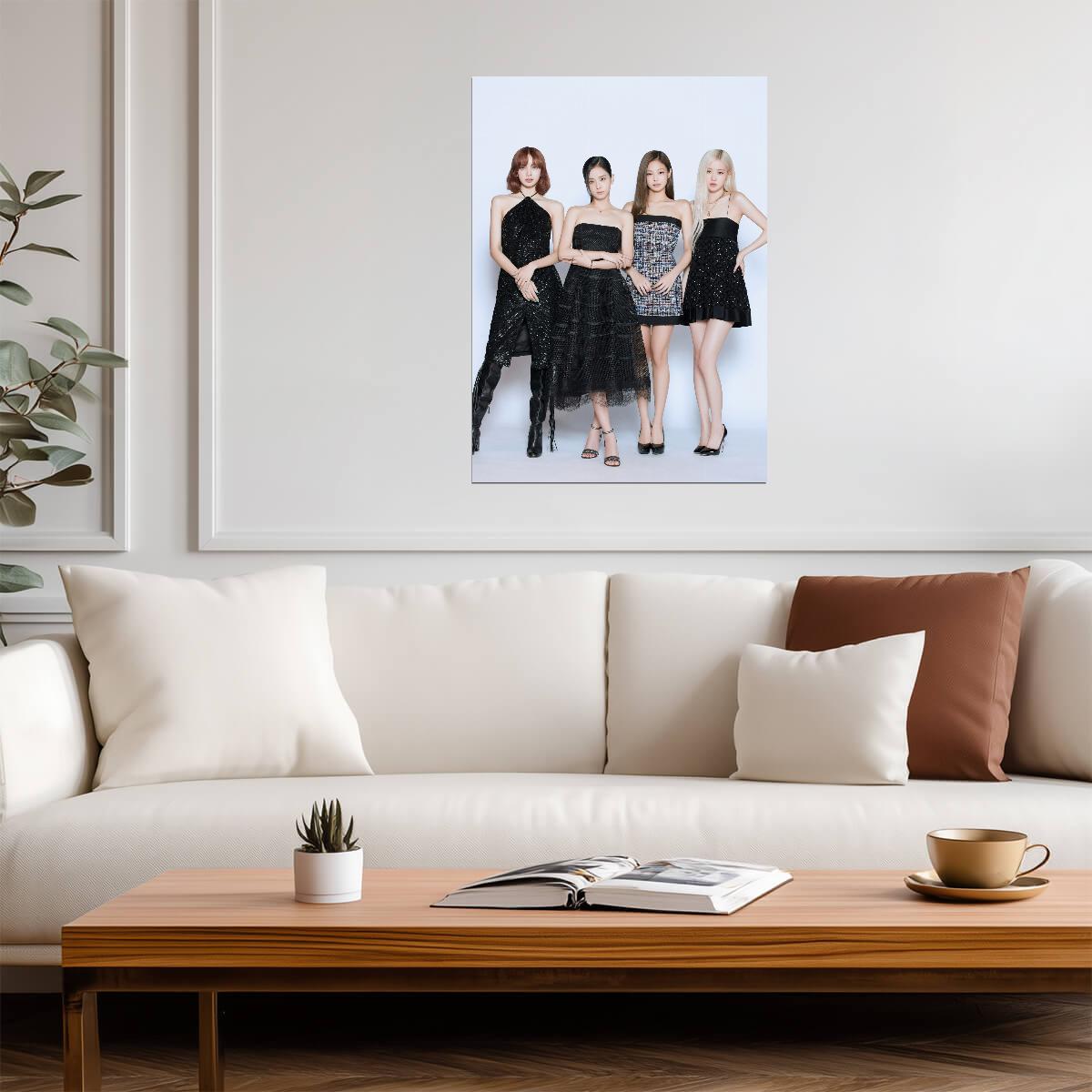 Blackpink Group Photo | K-Pop Music Poster | Lisa Jisoo Jennie & Rosé Wall Art - Music Poster