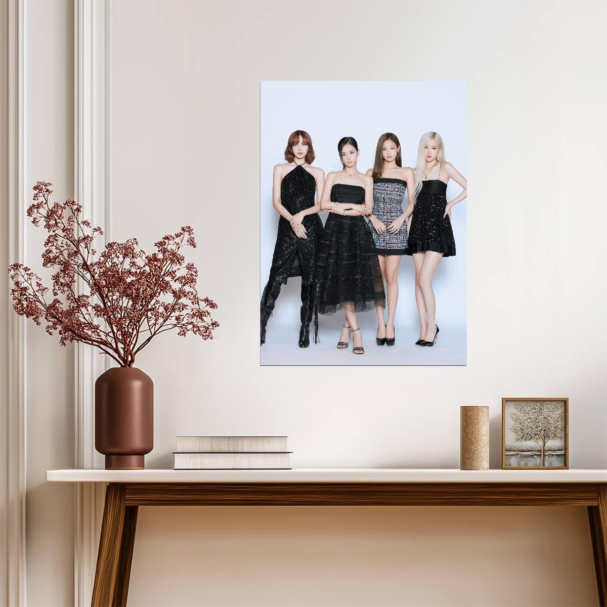 Blackpink Group Photo | K-Pop Music Poster | Lisa Jisoo Jennie & Rosé Wall Art - Music Poster