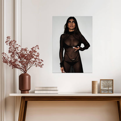 Mia Khalifa Black Mesh Dress | Studio Fashion Portrait | Model Wall Art Poster - Celebrities Poster