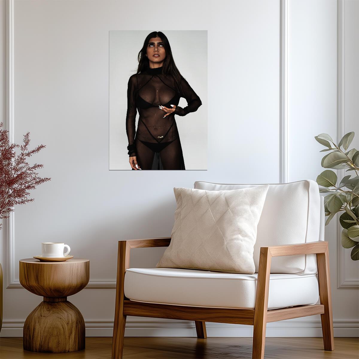 Mia Khalifa Black Mesh Dress | Studio Fashion Portrait | Model Wall Art Poster - Celebrities Poster