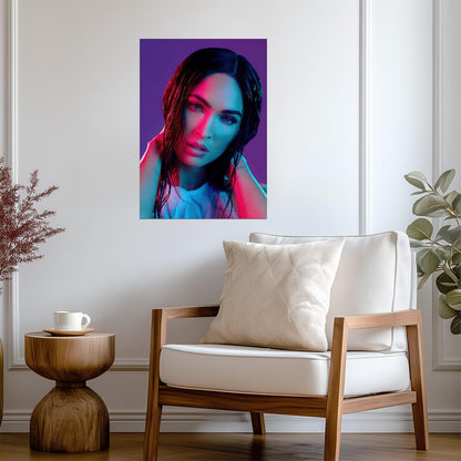 Megan Fox Neon Portrait | Celebrity Photography Poster | Modern Pop Culture Wall Art - Celebrities Poster