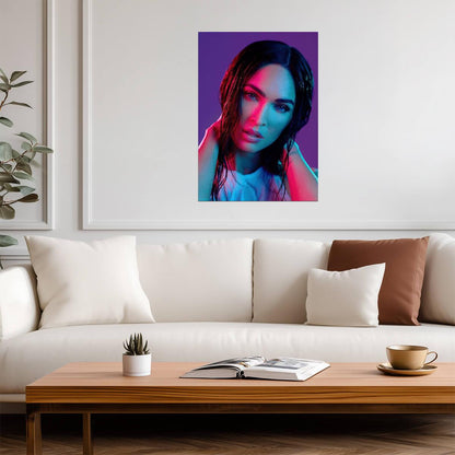 Megan Fox Neon Portrait | Celebrity Photography Poster | Modern Pop Culture Wall Art - Celebrities Poster