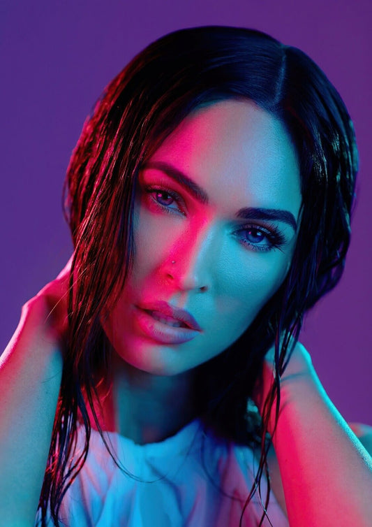 Megan Fox Neon Portrait | Celebrity Photography Poster | Modern Pop Culture Wall Art - Celebrities Poster