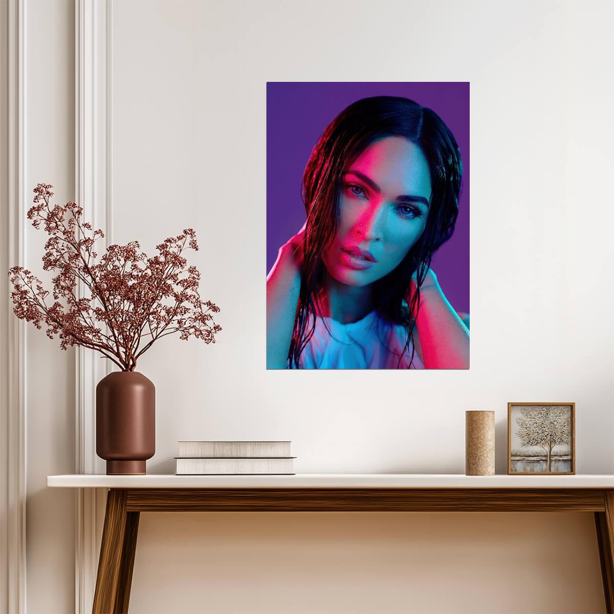 Megan Fox Neon Portrait | Celebrity Photography Poster | Modern Pop Culture Wall Art - Celebrities Poster