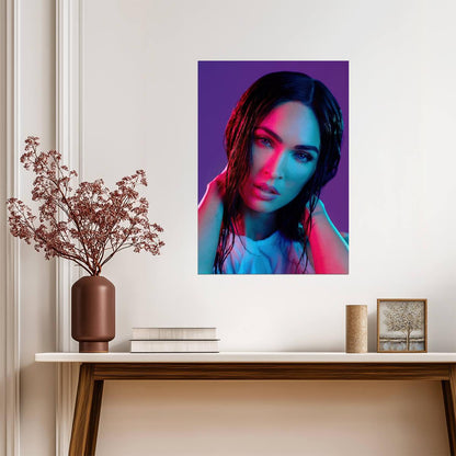 Megan Fox Neon Portrait | Celebrity Photography Poster | Modern Pop Culture Wall Art - Celebrities Poster