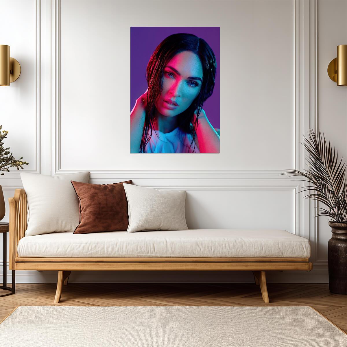 Megan Fox Neon Portrait | Celebrity Photography Poster | Modern Pop Culture Wall Art - Celebrities Poster
