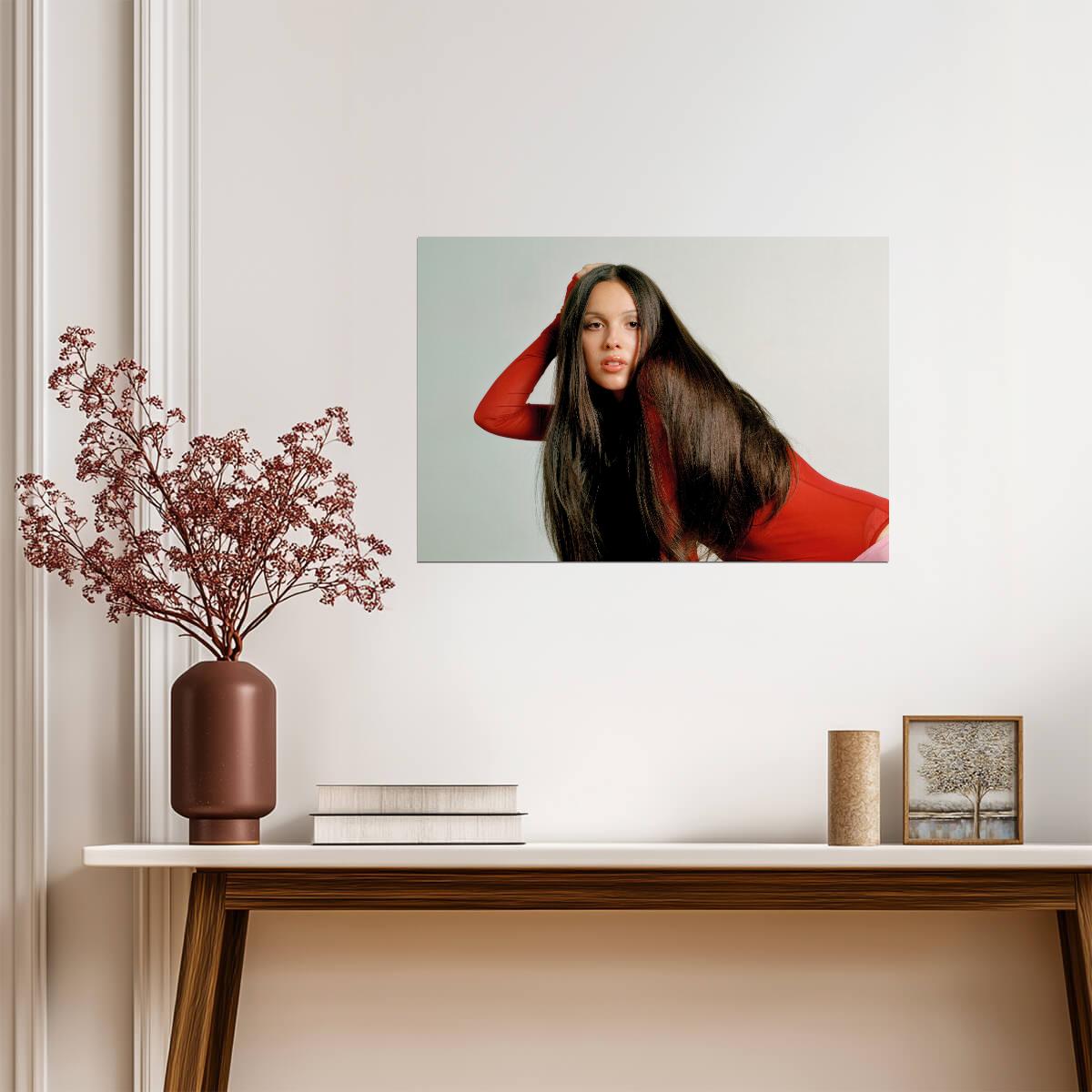 Olivia Rodrigo Red Bodysuit | Studio Portrait Photography | Pop Star Wall Art Poster - Music Poster