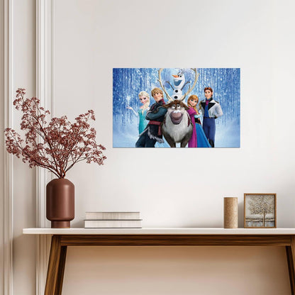 Frozen Characters Elsa Anna & Olaf | Animated Movie Poster | Kids Room Wall Art - Movies & TV Poster