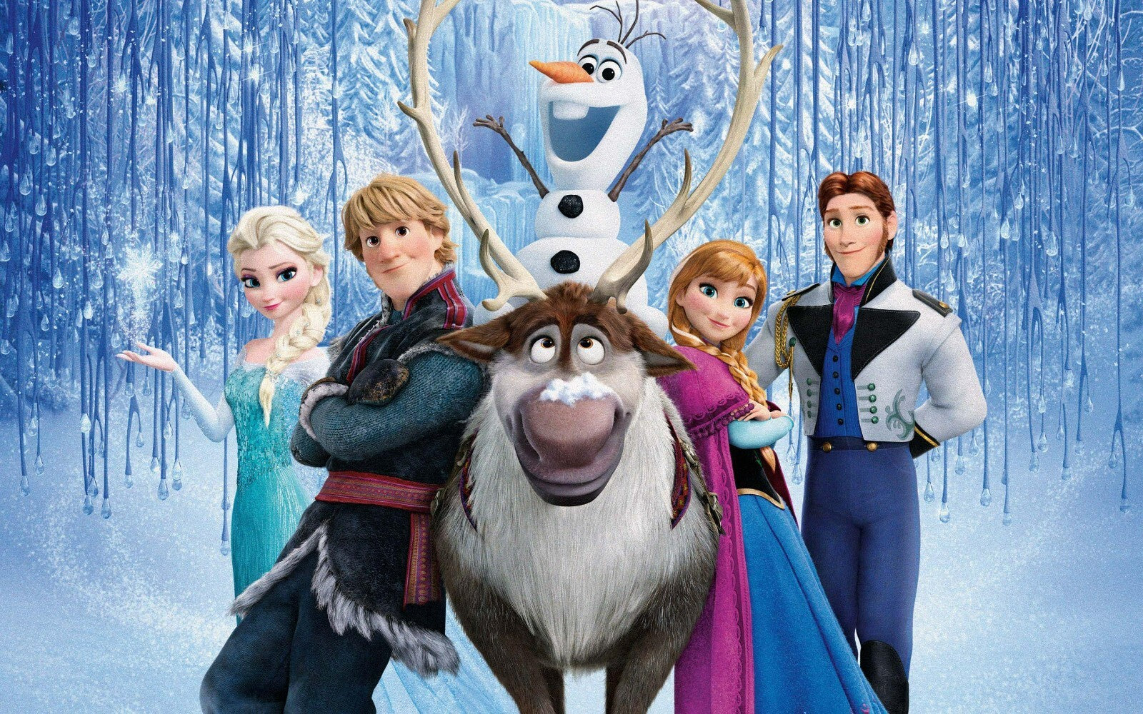 Frozen Characters Elsa Anna & Olaf | Animated Movie Poster | Kids Room Wall Art - Movies & TV Poster