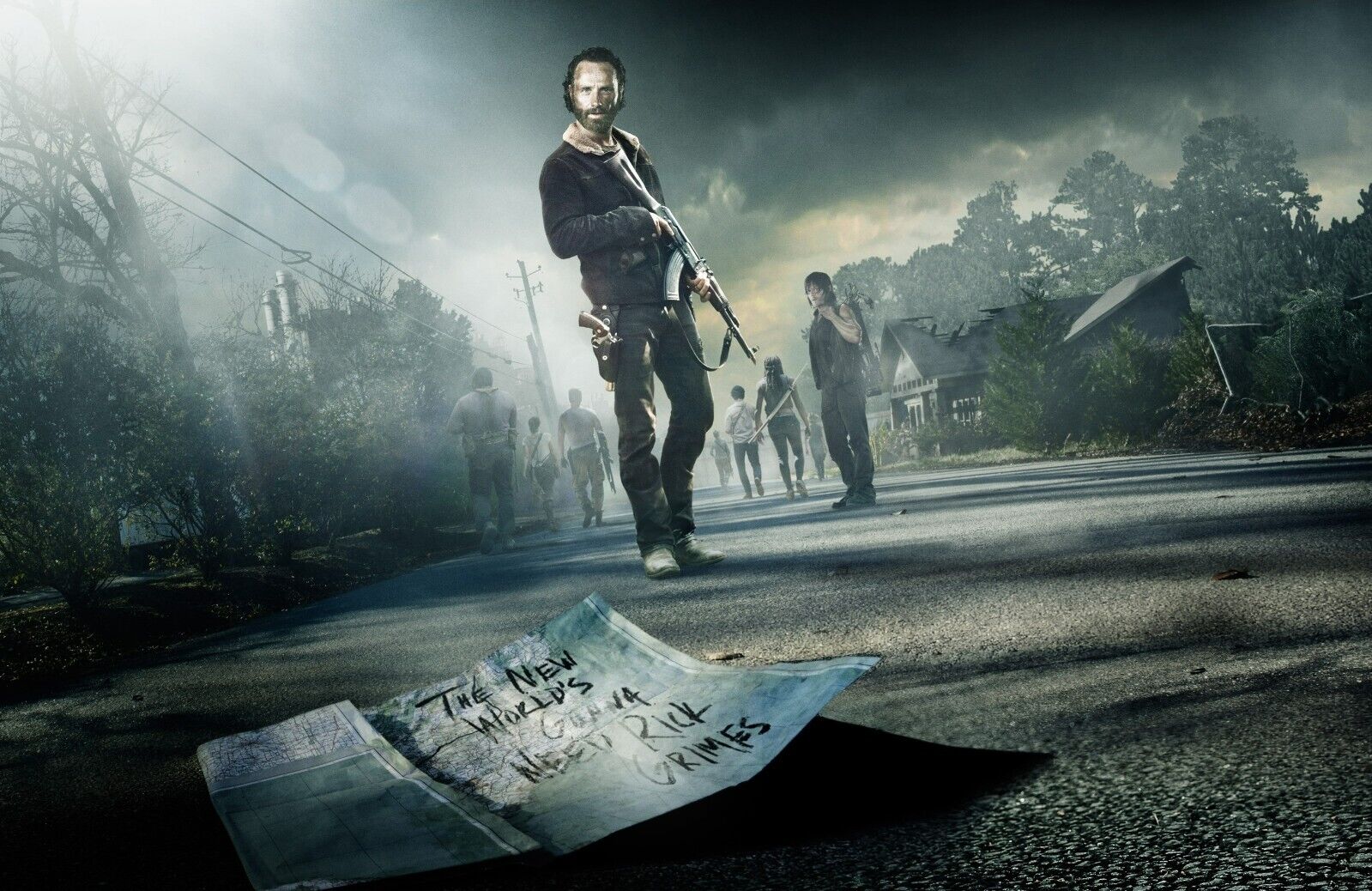 The Walking Dead Rick Grimes | The New World Map Key Art | Zombie Survival Poster - Movies & TV Poster