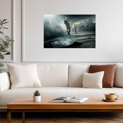 The Walking Dead Rick Grimes | The New World Map Key Art | Zombie Survival Poster - Movies & TV Poster