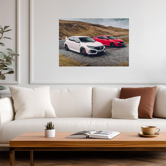 Honda Civic Type R (FK8) | Red & White Hot Hatch Poster | JDM Performance Cars - Cars Poster