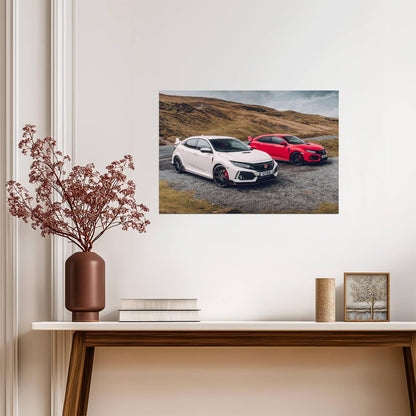 Honda Civic Type R (FK8) | Red & White Hot Hatch Poster | JDM Performance Cars - Cars Poster