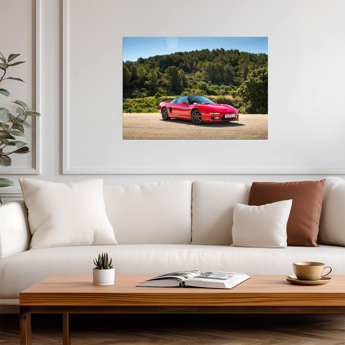 Honda NSX 1st Gen (NA1) | Classic JDM Supercar Poster | Red 90s Sports Car - Cars Poster
