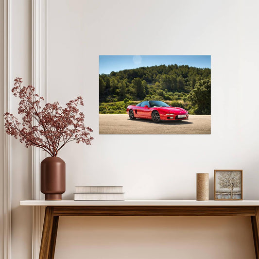 Honda NSX 1st Gen (NA1) | Classic JDM Supercar Poster | Red 90s Sports Car - Cars Poster