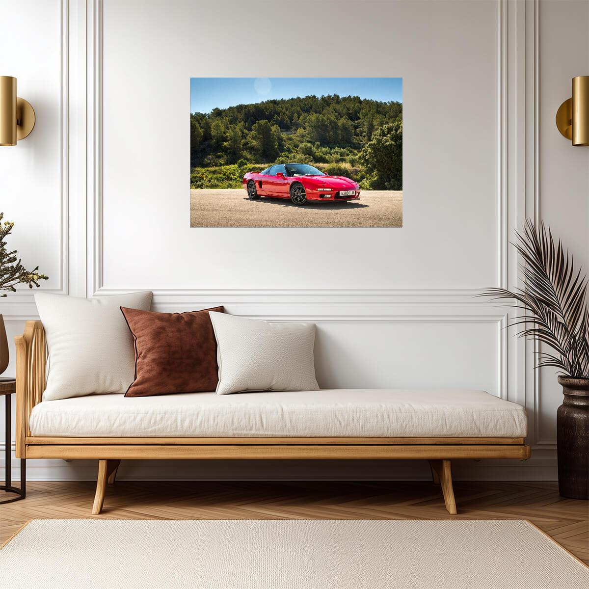 Honda NSX 1st Gen (NA1) | Classic JDM Supercar Poster | Red 90s Sports Car - Cars Poster