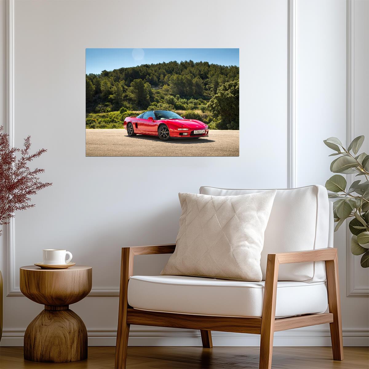 Honda NSX 1st Gen (NA1) | Classic JDM Supercar Poster | Red 90s Sports Car - Cars Poster