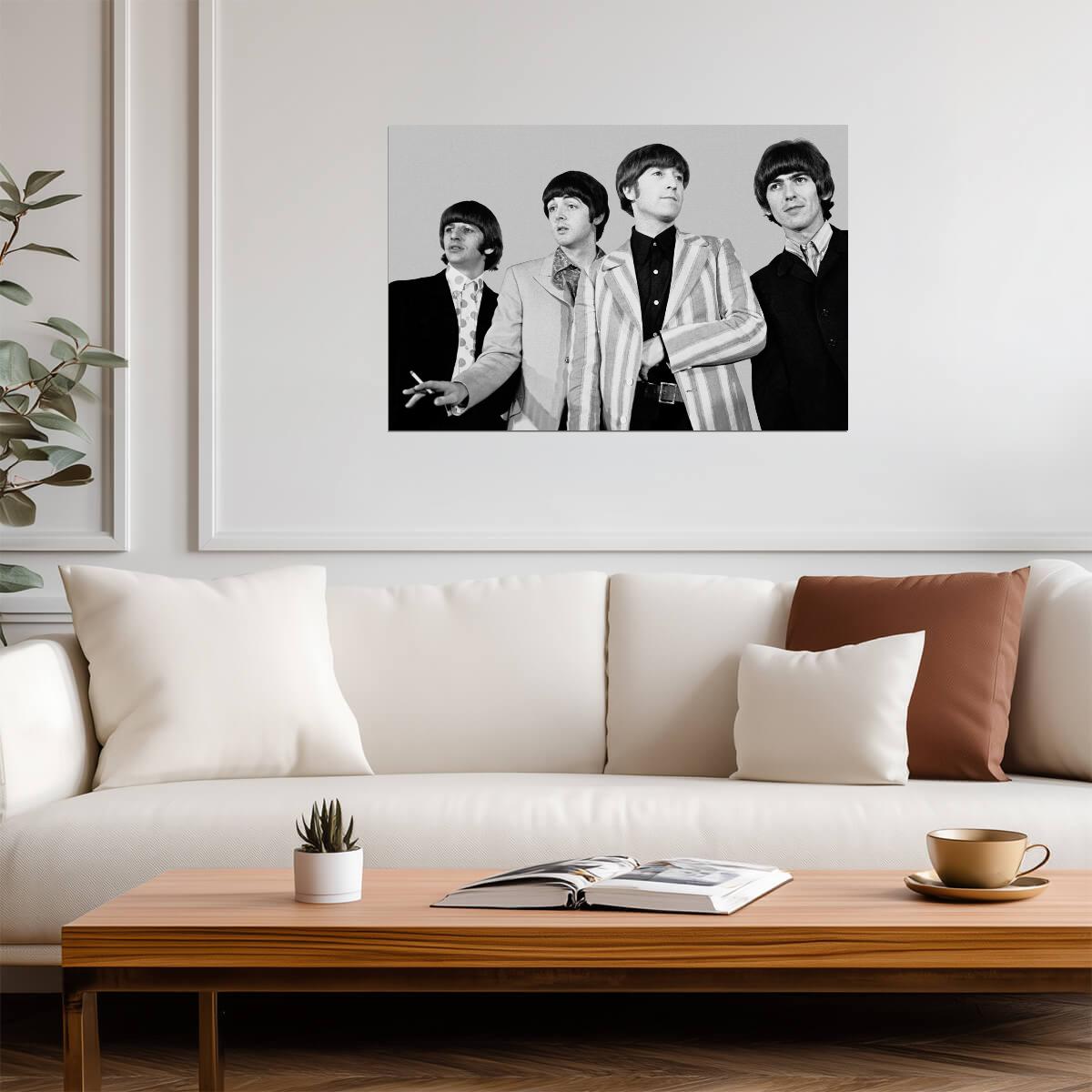 The Beatles 1966 Group Photo | John Lennon Striped Blazer | Classic Rock Band Poster - Music Poster