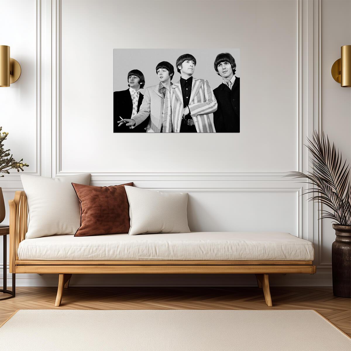 The Beatles 1966 Group Photo | John Lennon Striped Blazer | Classic Rock Band Poster - Music Poster
