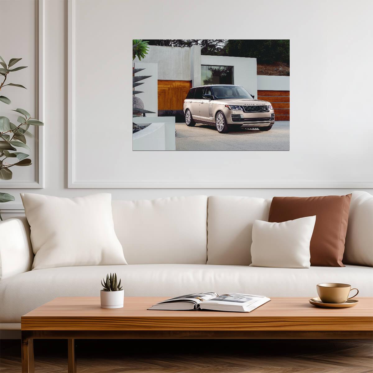 Land Rover Range Rover SVAutobiography | Long Wheelbase Luxury SUV | Modern Villa Photography Poster - Cars Poster