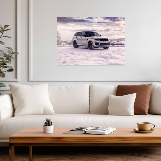 Land Rover Range Rover Sport | Silver Luxury SUV Poster | British SUV in Snowy Landscape - Cars Poster