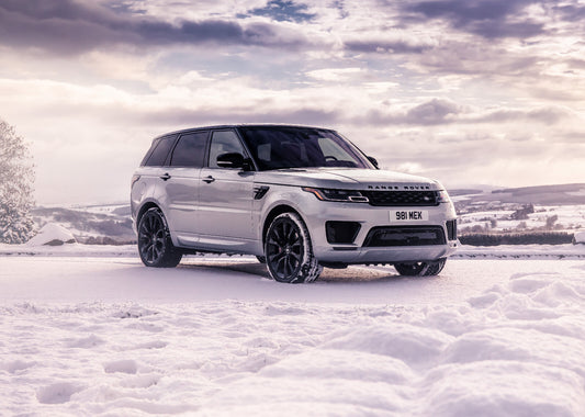 Land Rover Range Rover Sport | Silver Luxury SUV Poster | British SUV in Snowy Landscape - Cars Poster