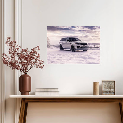Land Rover Range Rover Sport | Silver Luxury SUV Poster | British SUV in Snowy Landscape - Cars Poster