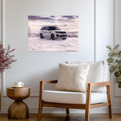 Land Rover Range Rover Sport | Silver Luxury SUV Poster | British SUV in Snowy Landscape - Cars Poster