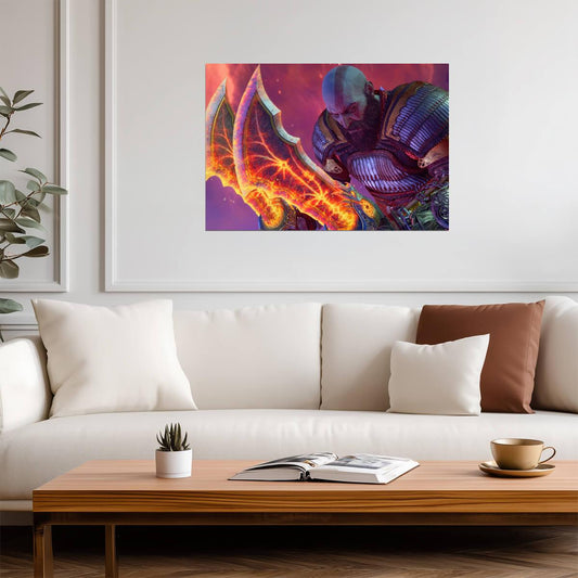 God of War Ragnarök Kratos Flaming Blades of Chaos | Norse Mythology Poster | Action Game Wall Art - Video Games Poster