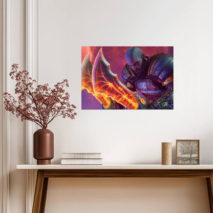 God of War Ragnarök Kratos Flaming Blades of Chaos | Norse Mythology Poster | Action Game Wall Art - Video Games Poster