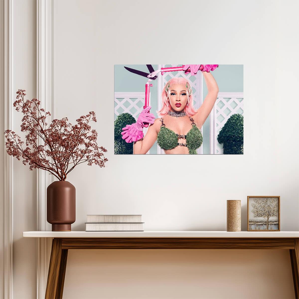 Doja Cat Grass Bikini Photoshoot | Pink Hair Poster | Music Star Wall Art - Music Poster