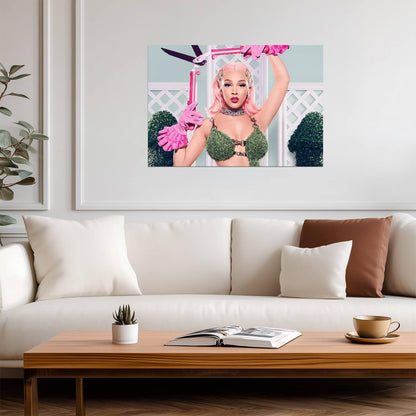 Doja Cat Grass Bikini Photoshoot | Pink Hair Poster | Music Star Wall Art - Music Poster