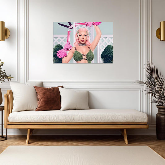 Doja Cat Grass Bikini Photoshoot | Pink Hair Poster | Music Star Wall Art - Music Poster