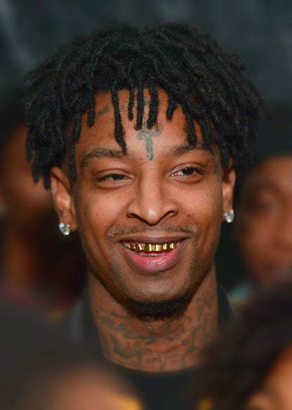 21 Savage Smiling Close Up | Grillz Portrait Poster | Hip Hop Star Wall Art - Music Poster