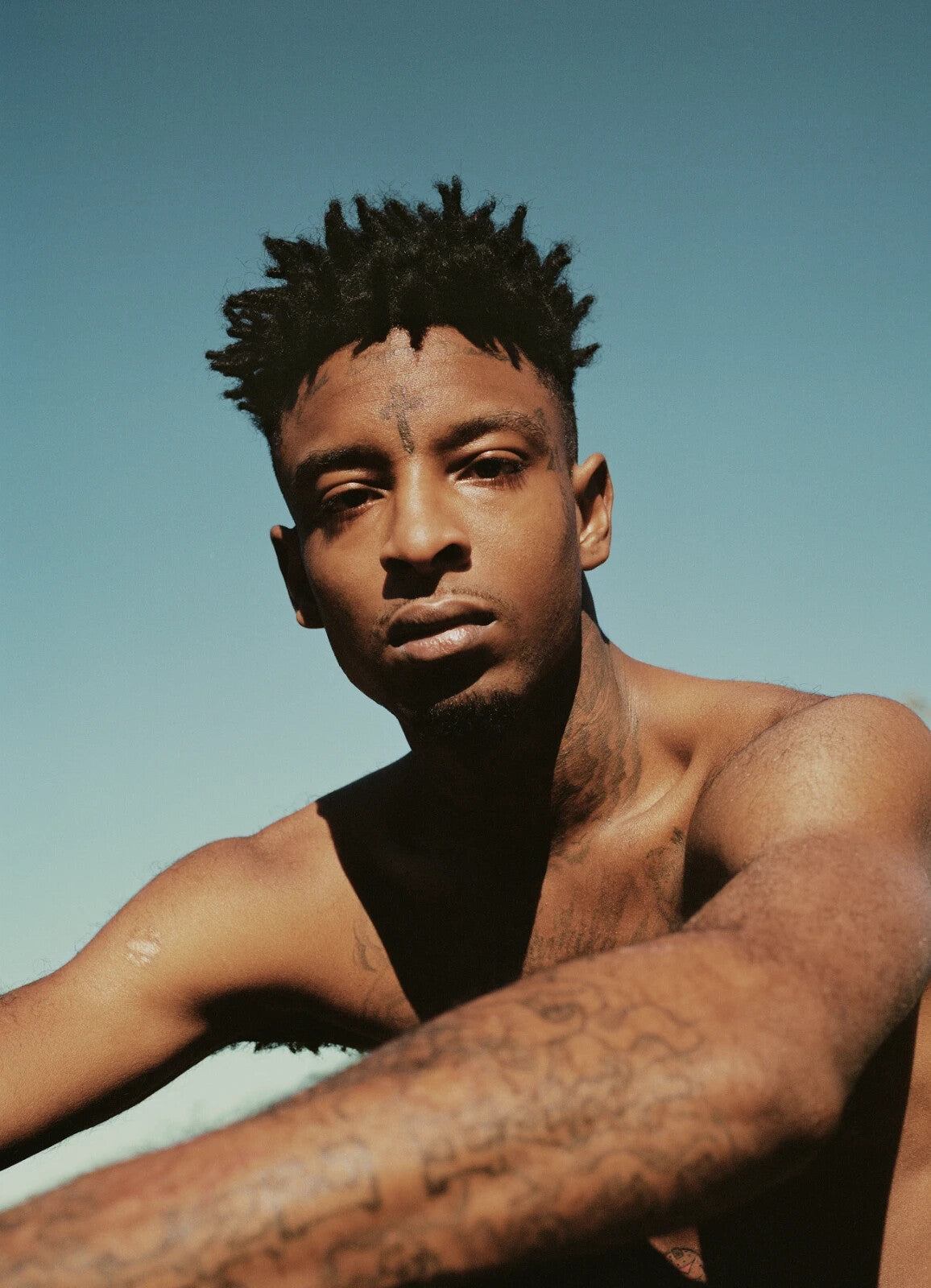 21 Savage Shirtless Portrait | Outdoor Photoshoot Poster | Hip Hop Star Wall Art - Music Poster