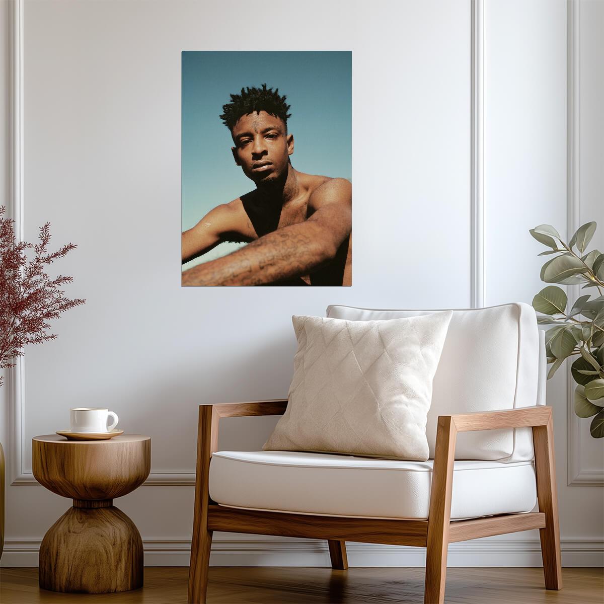 21 Savage Shirtless Portrait | Outdoor Photoshoot Poster | Hip Hop Star Wall Art - Music Poster