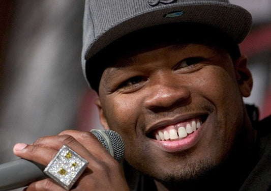 50 Cent Smiling with Microphone | Close Up Portrait Poster | Hip Hop Star Art - Music Poster
