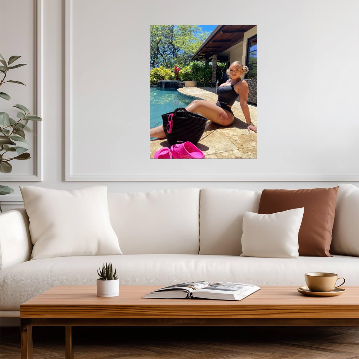 Latto Poolside Photoshoot | Hip Hop Music Poster | Sexy Celebrity Wall Art - Music Poster