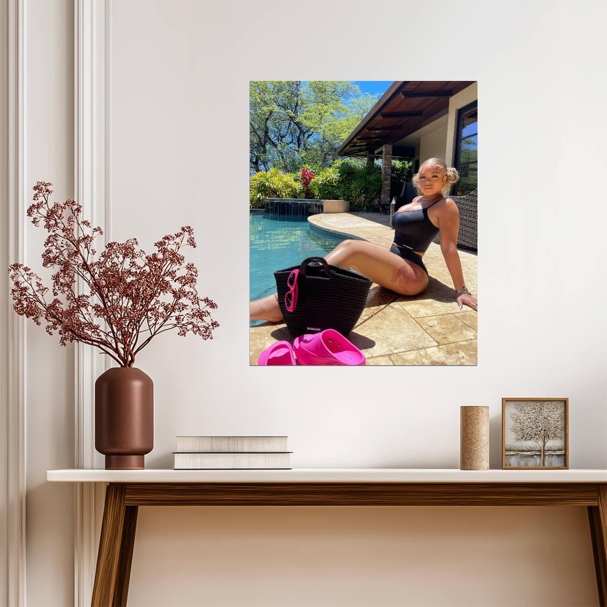 Latto Poolside Photoshoot | Hip Hop Music Poster | Sexy Celebrity Wall Art - Music Poster