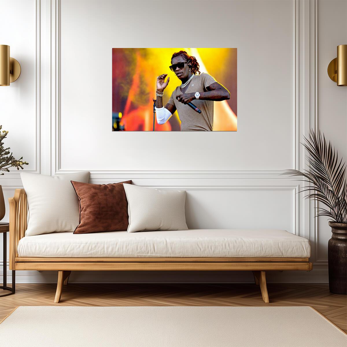 Young Thug Live Concert Photo | Rapper with Microphone | Hip Hop Music Poster - Music Poster