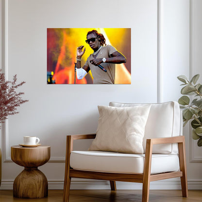 Young Thug Live Concert Photo | Rapper with Microphone | Hip Hop Music Poster - Music Poster