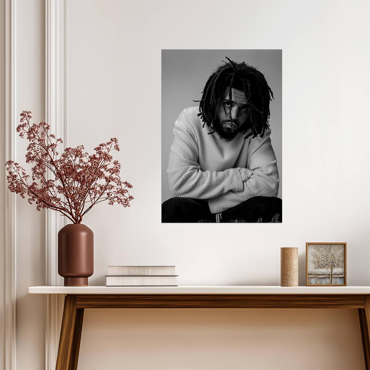 J Cole | Black and White Art | Musician Poster - Music Poster