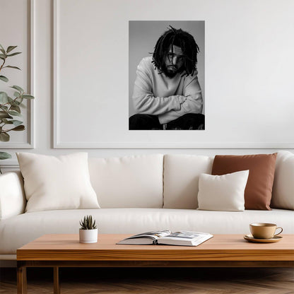 J Cole | Black and White Art | Musician Poster - Music Poster