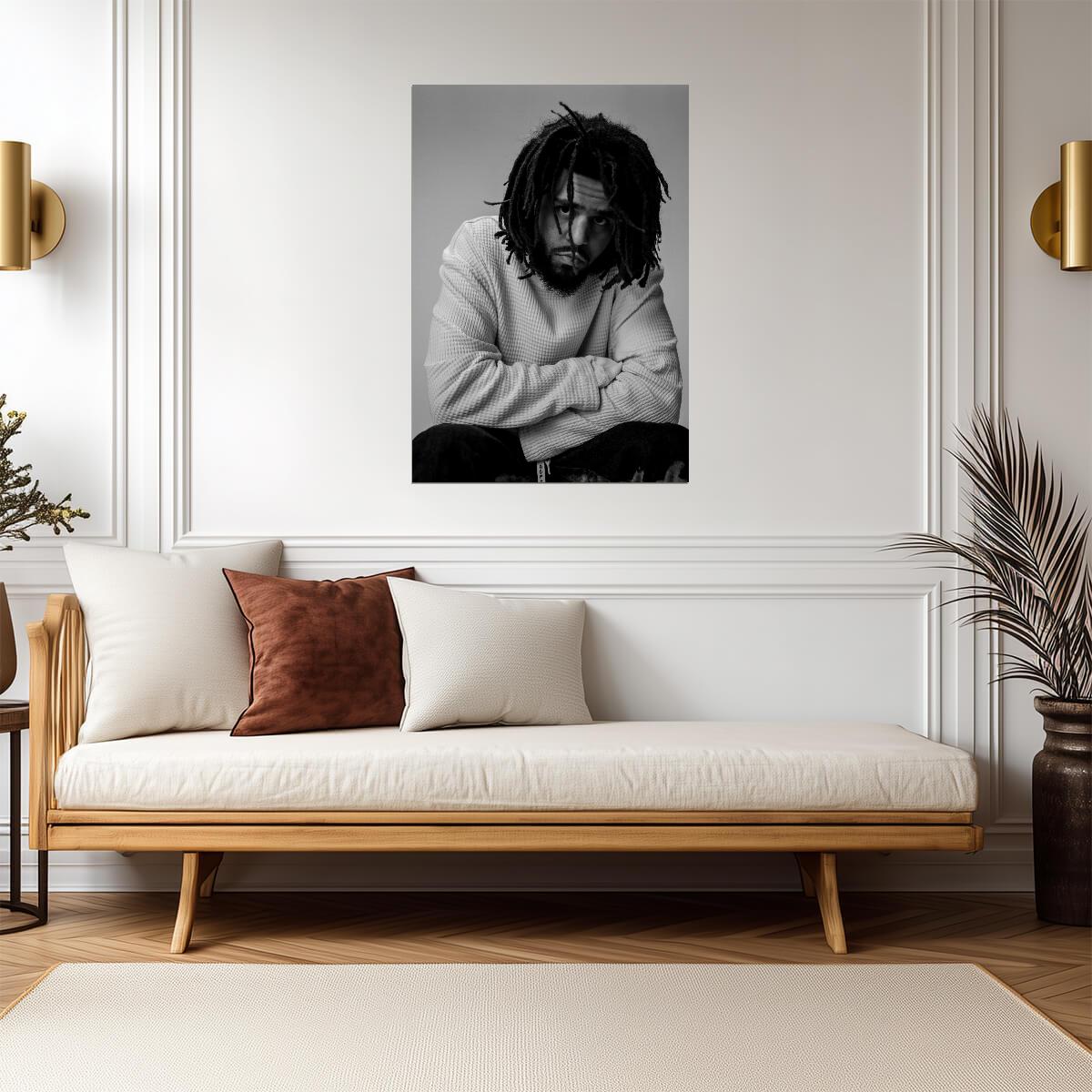 J Cole | Black and White Art | Musician Poster - Music Poster