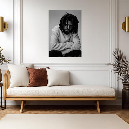 J Cole | Black and White Art | Musician Poster - Music Poster